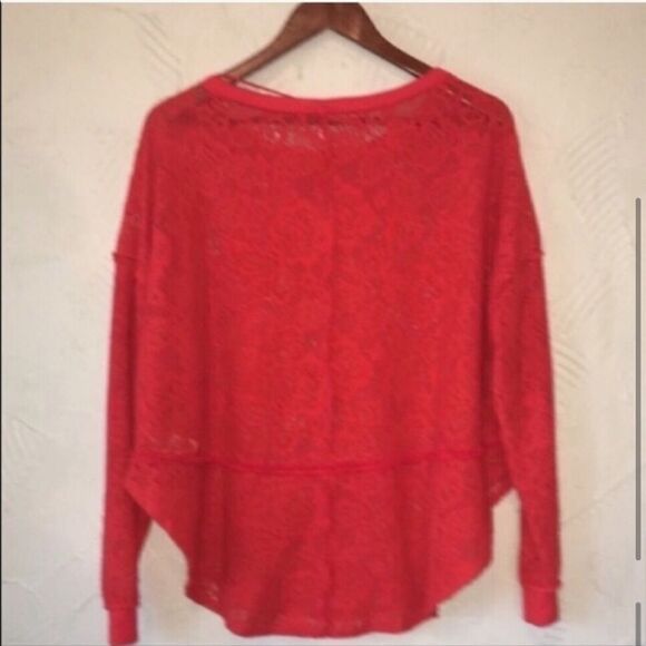 Women’s Free People Fiesta Red Lace Sweater - Picture 2 of 5